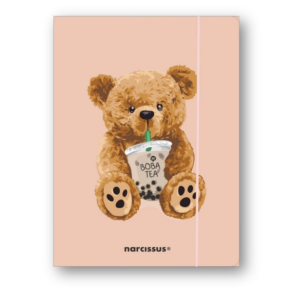Teczka A4 z gumką Teddies & Miś z boba tea Narcissus Sztuka Rodzinna